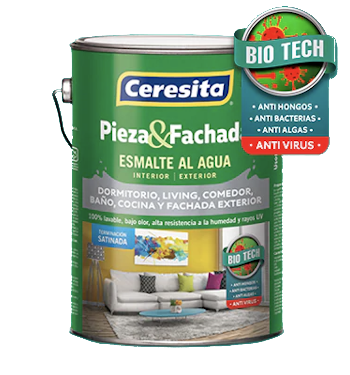PINTURA ESMALTE AGUA - PIEZA Y FACHADA BIOTECH - CERESITA